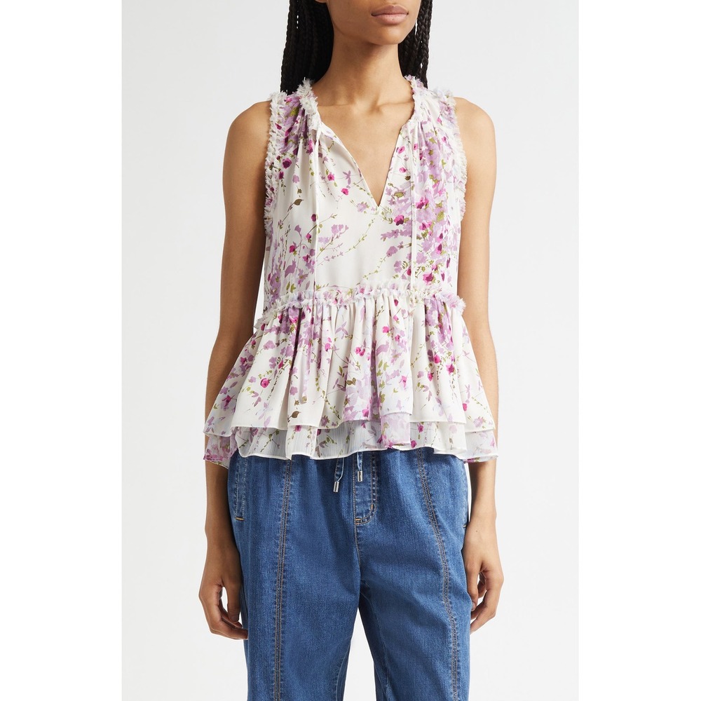 Midsummer Bloom Messina Sleeveless Peplum Top